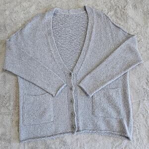Eileen Fisher Cardigan Sweater 68% Alpaca, Button Front, Gray, NWT $368, Sz XL